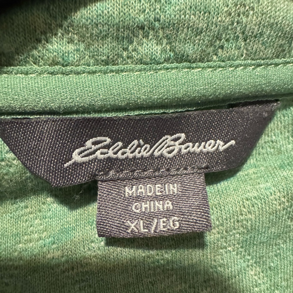NWOT EDDIE BAUER Quilted Sweater 1/2 zip pull over front pockets Size XL GREEN - Picture 3 of 6